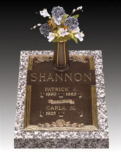 Rose Double Interment Memorial Bronze Grave Marker